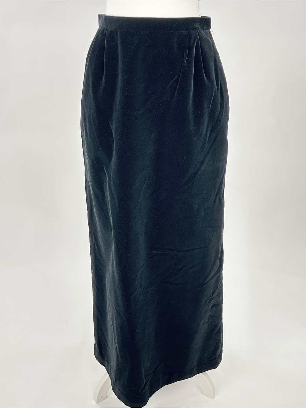 Vintage Cross Country Casuals Black Velvet Maxi Skirt High Waist Size 12